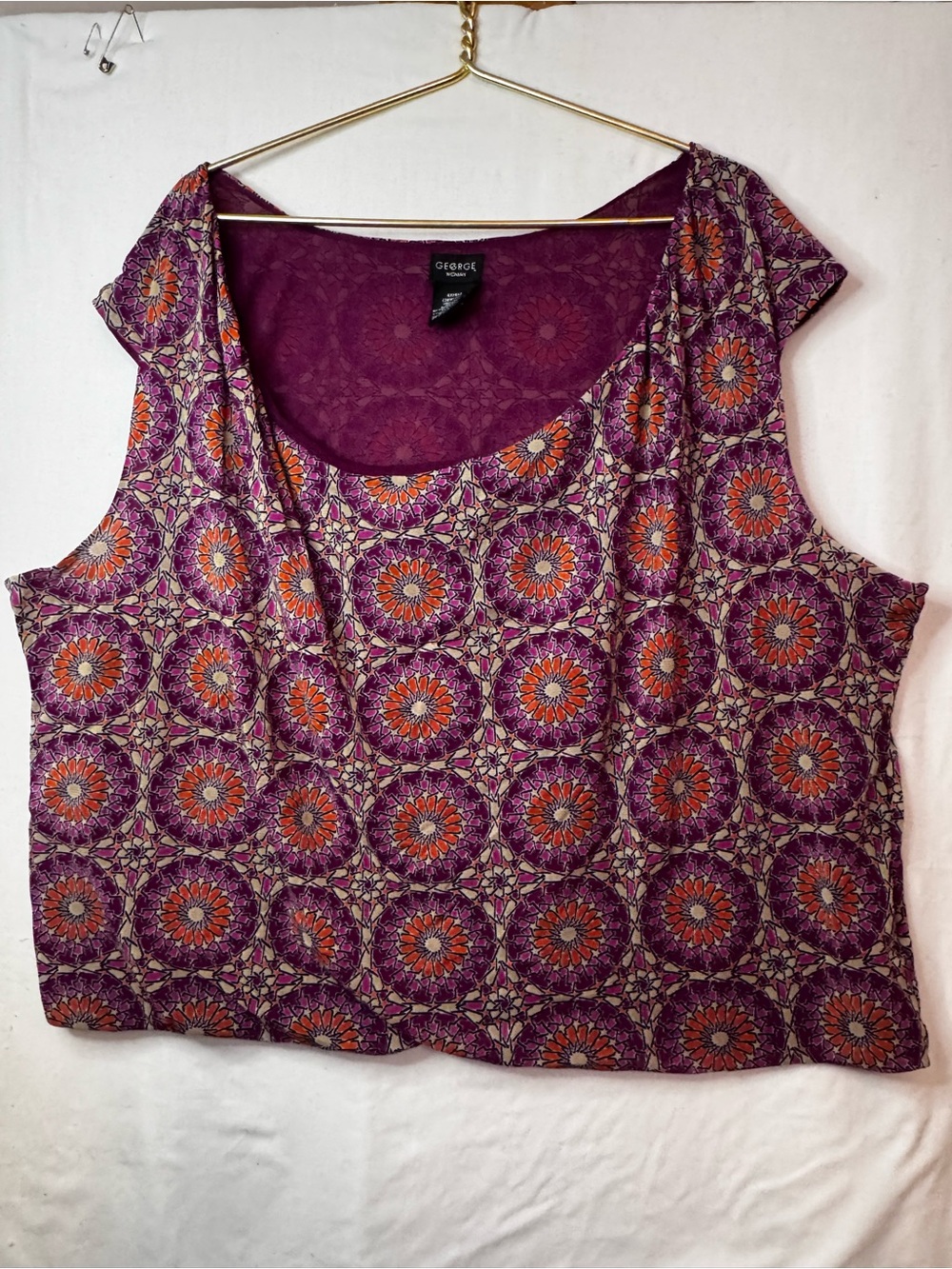 George Purple and Orange Floral Scoop Tank Top